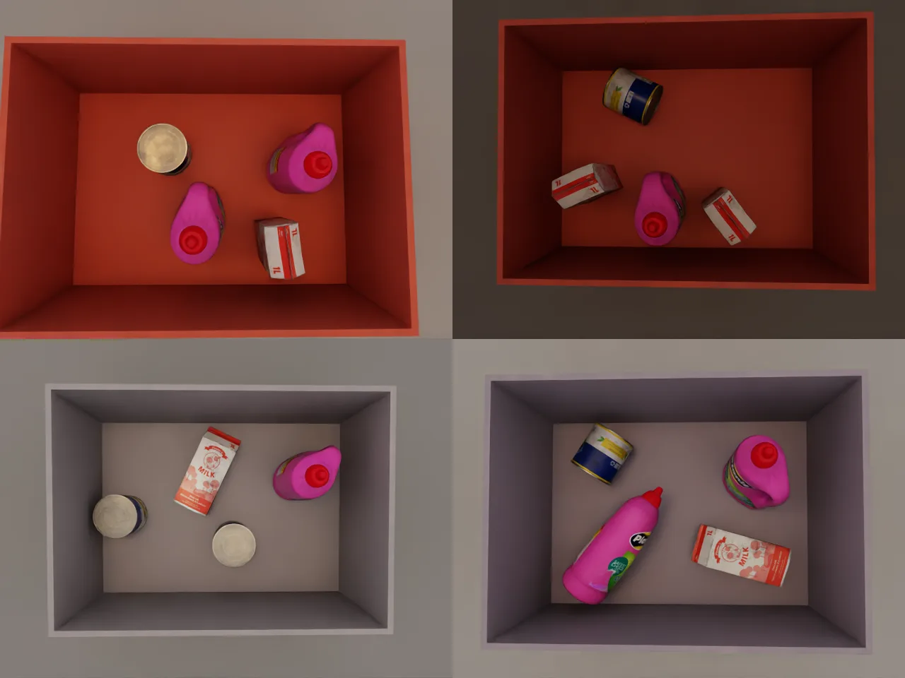 Synthetic tote images used in the robot vision experiment